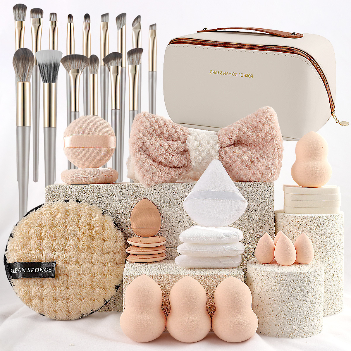 Beauty Makeup Gift Sets - Leather Handle Bag with 36 Pcs