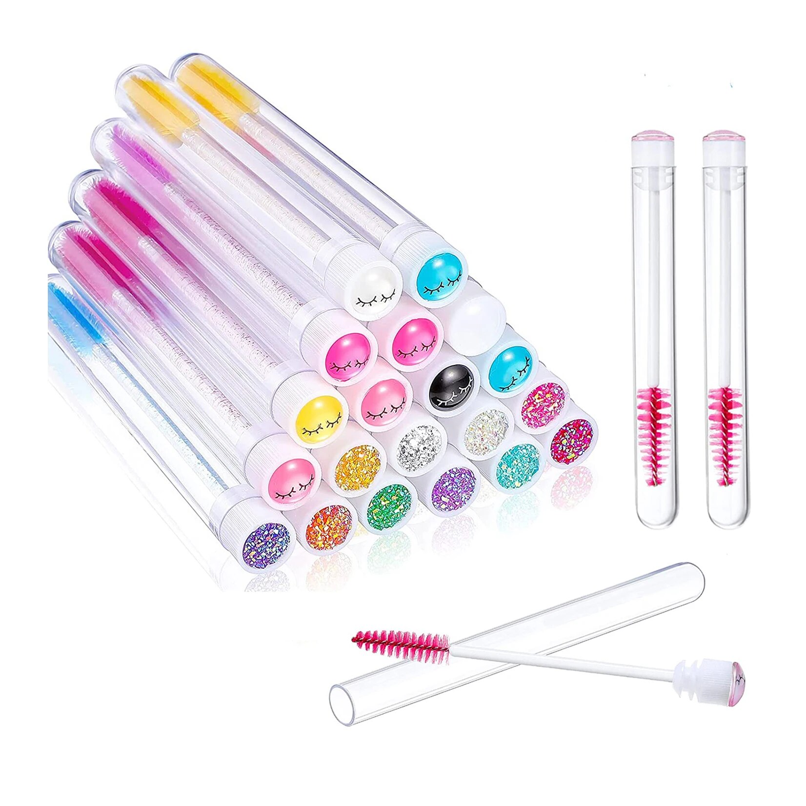 Beauty Makeup Brands - 50Pc Reusable Eyebrow Brush Tube Eyelash