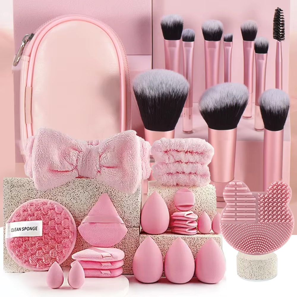 Beauty Makeup Gift Sets - Makeup Brushes and Sponges Set, Pink