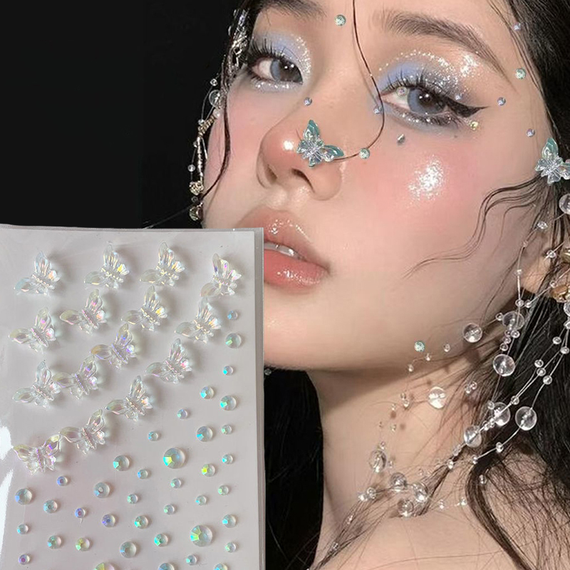 1/6pcs Colorful Butterfly Crys - Beauty Gems Makeup のレビューと価格