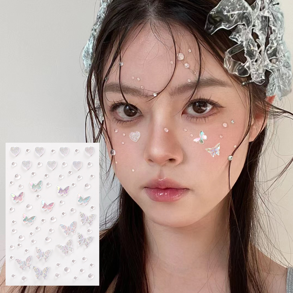 1/6pcs Colorful Butterfly Crys - Beauty Gems Makeup のレビューと価格