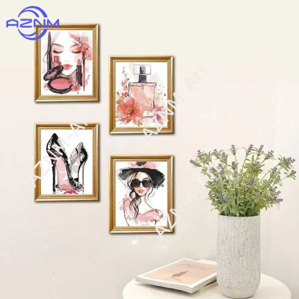1/4PCS ，Pink Makeup Wall Art P - Beauty Makeup Pictures のレビューと価格