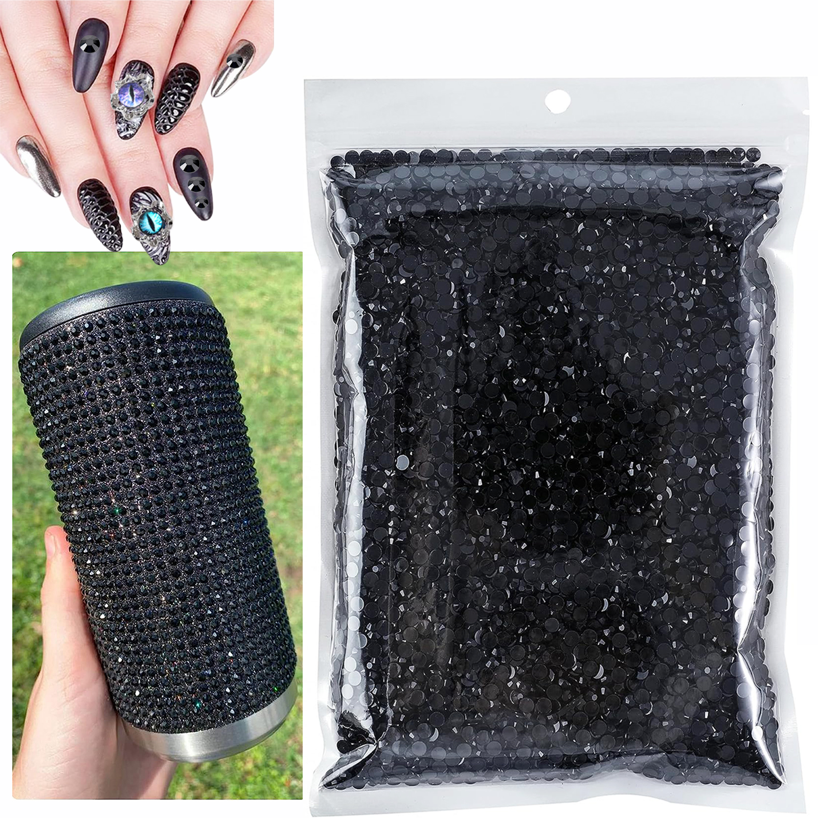 6000PCS Black Resin Rhinestone - Beauty Gems Makeup のレビューと価格