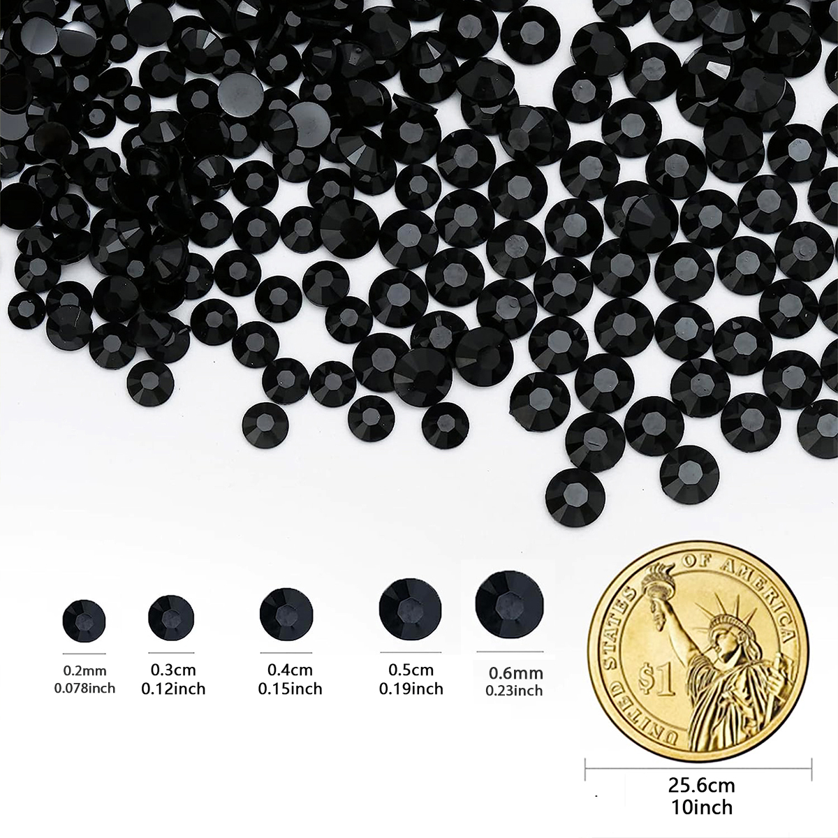 6000PCS Black Resin Rhinestone - Beauty Gems Makeup のレビューと価格