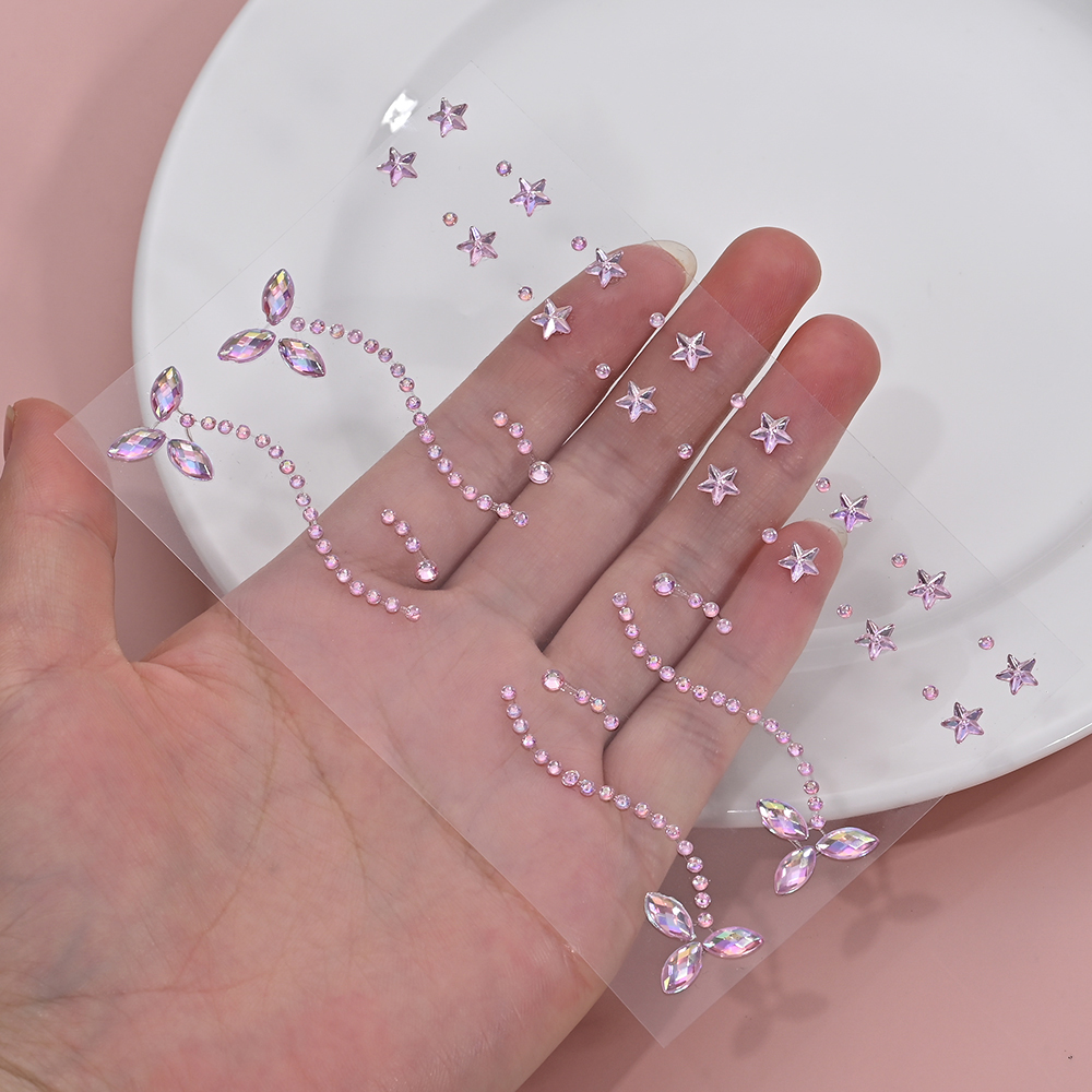 1pcs 3D Pink Stars Face Sticke - Beauty Gems Makeup のレビューと価格