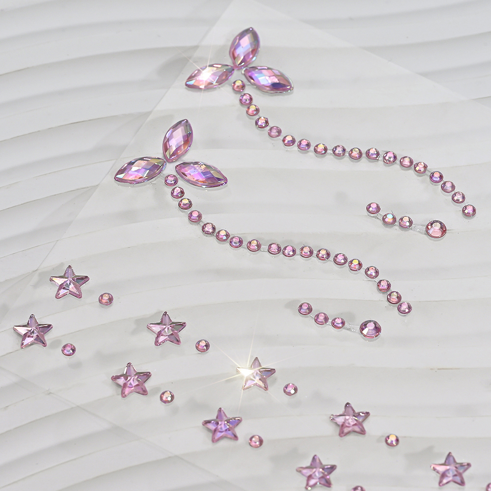 1pcs 3D Pink Stars Face Sticke - Beauty Gems Makeup のレビューと価格
