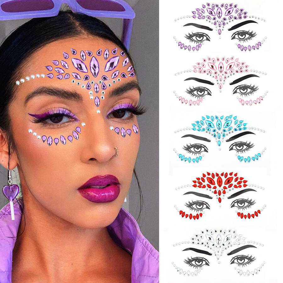 5Pcs/Set Diamond Face Stickers - Beauty Gems Makeup のレビューと価格
