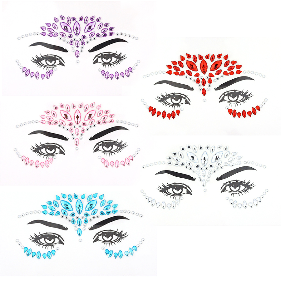 5Pcs/Set Diamond Face Stickers - Beauty Gems Makeup のレビューと価格
