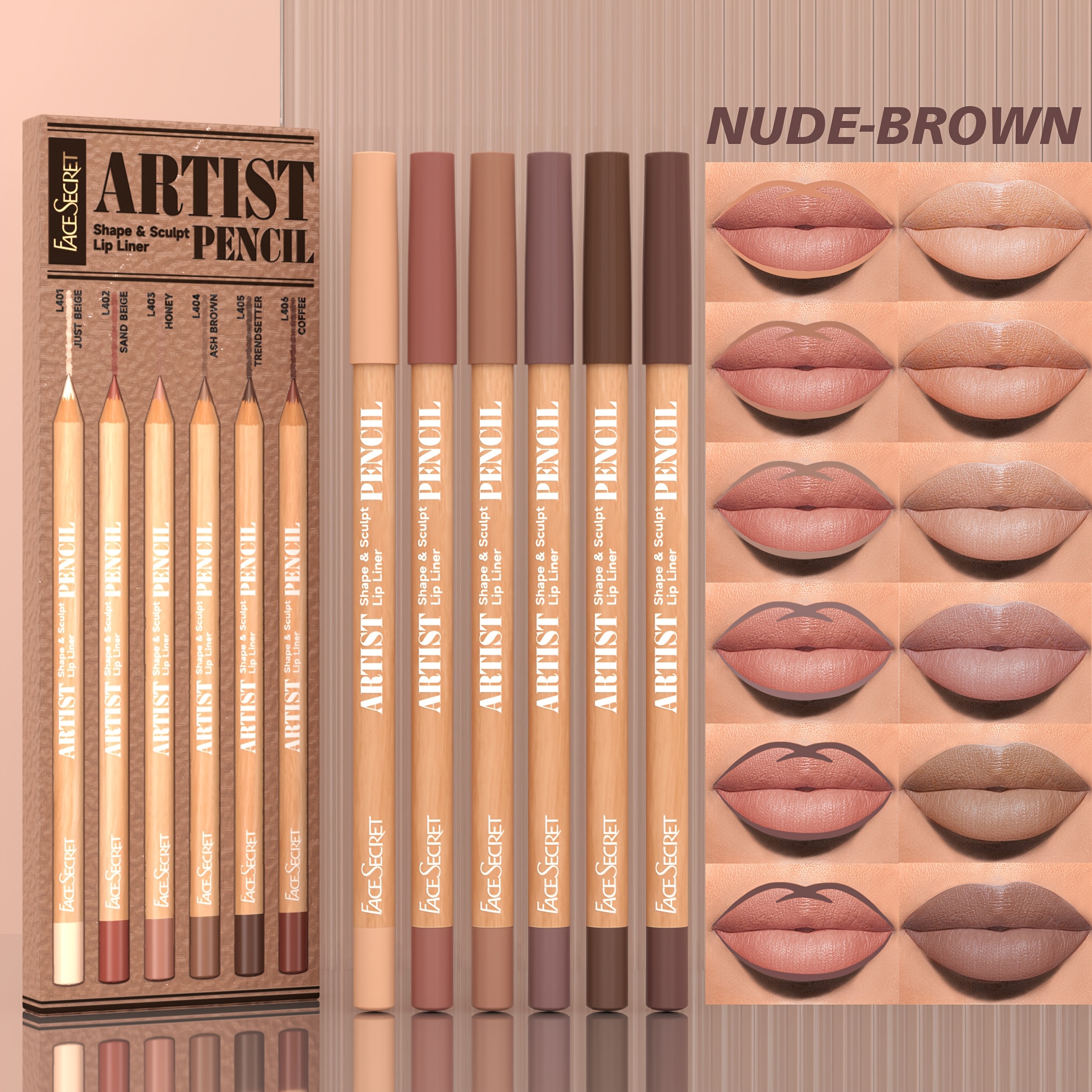 [Velvet Matte Lip Liner] 6pcs  - Lip Liner Pencil のレビューと価格