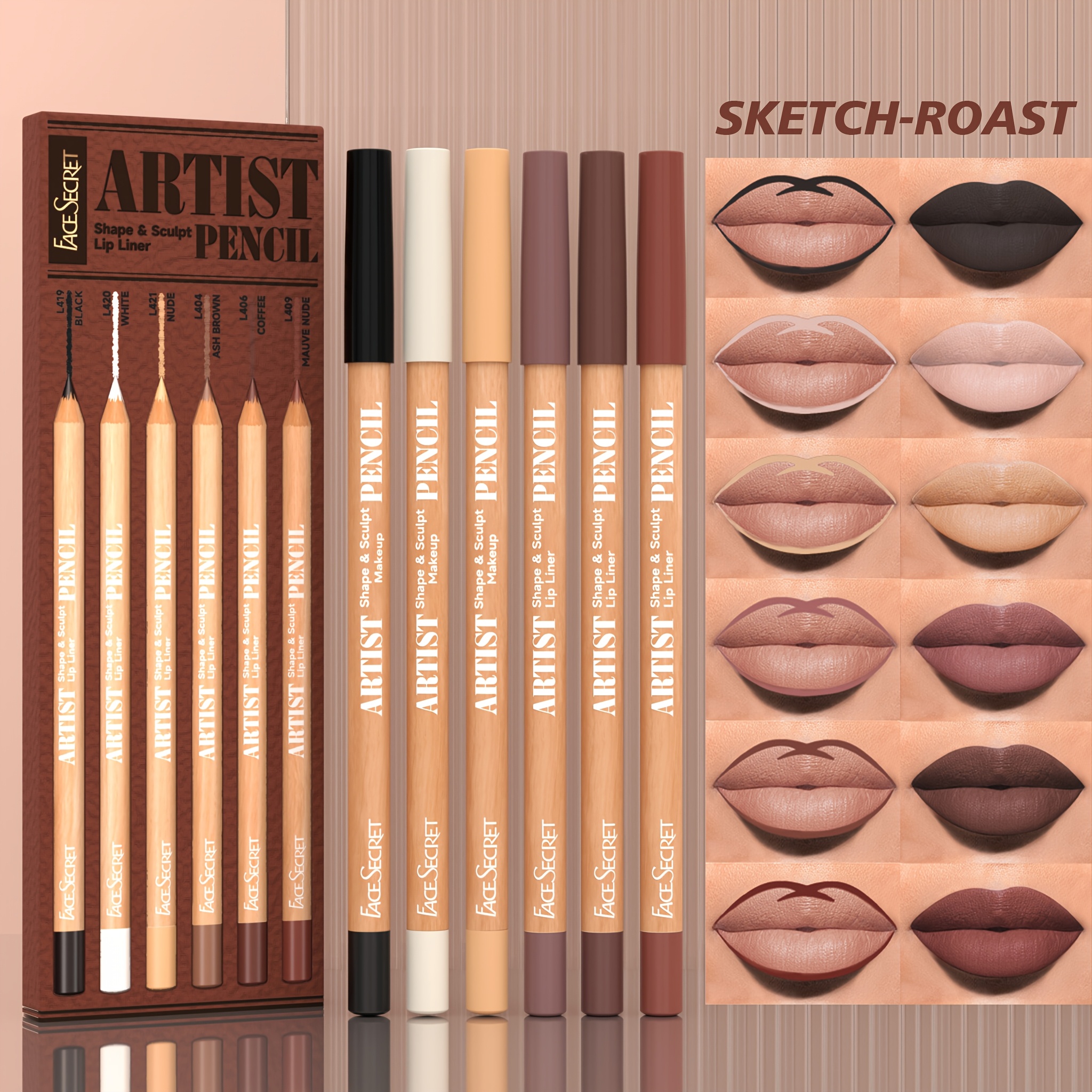 [Velvet Matte Lip Liner] 6pcs  - Lip Liner Pencil のレビューと価格