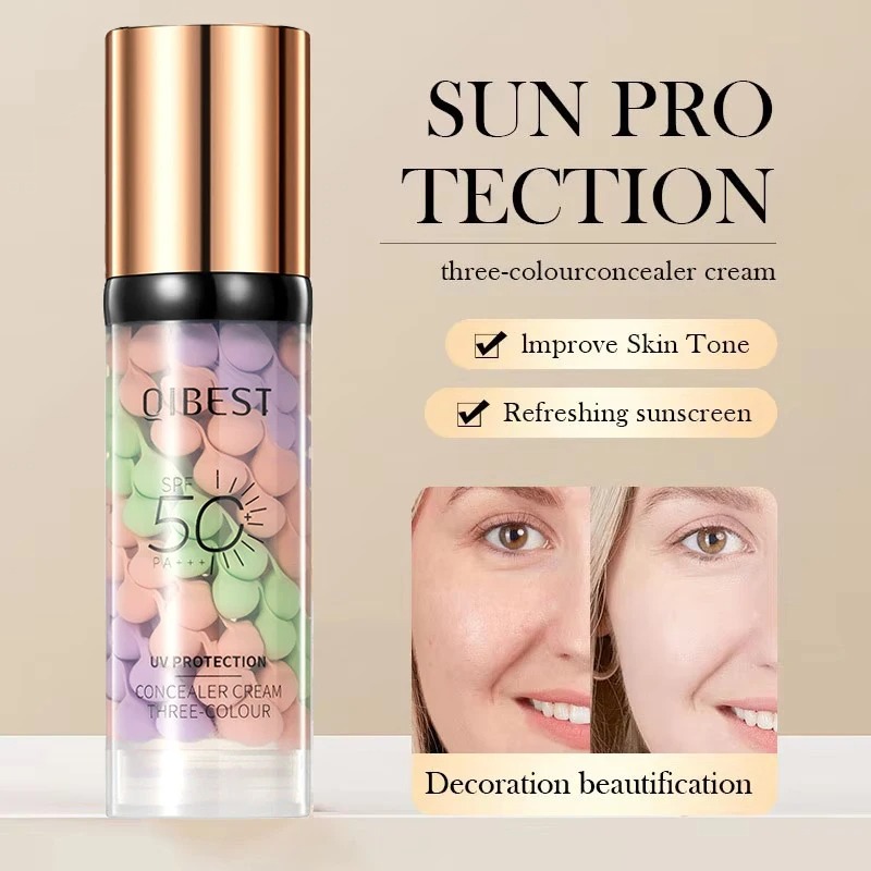 Face Makeup Primer Tri-color C - Beauty Makeup Foundation のレビューと価格