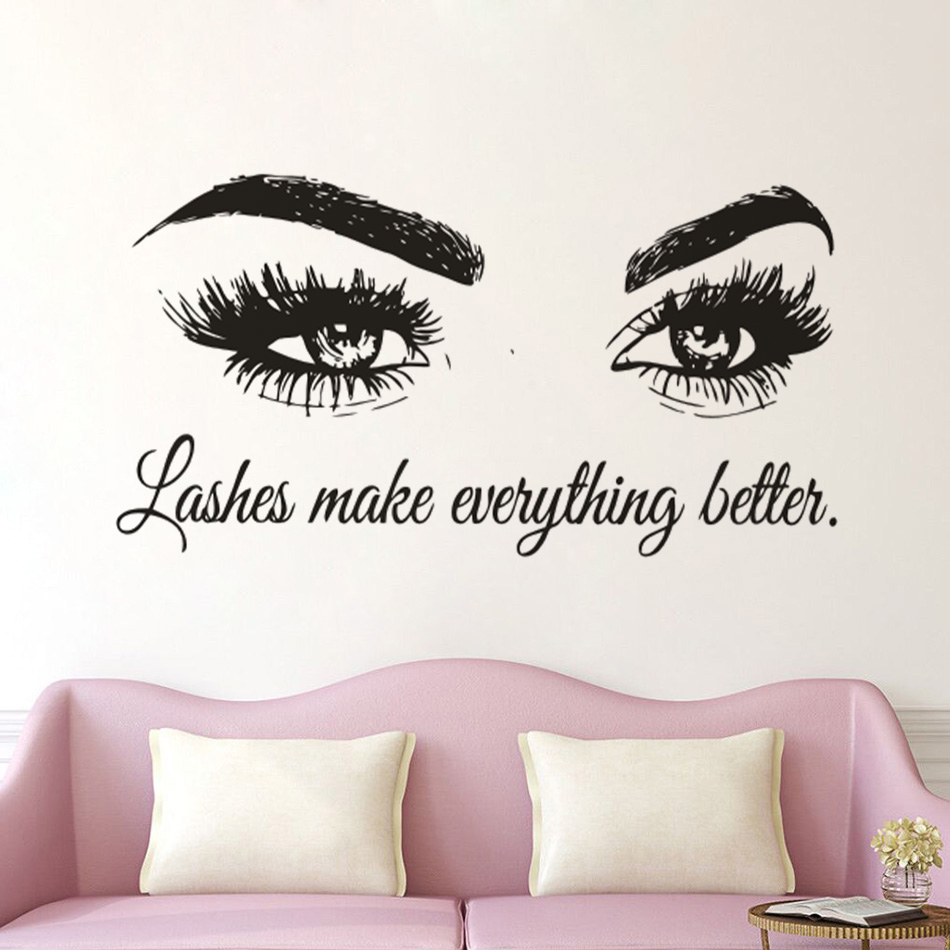 Eyelashes Vinyl Wall Decal Bea - Beauty Makeup Quotes のレビューと価格