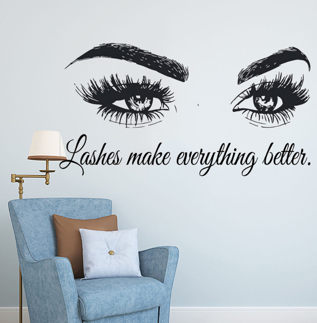 Eyelashes Vinyl Wall Decal Bea - Beauty Makeup Quotes のレビューと価格
