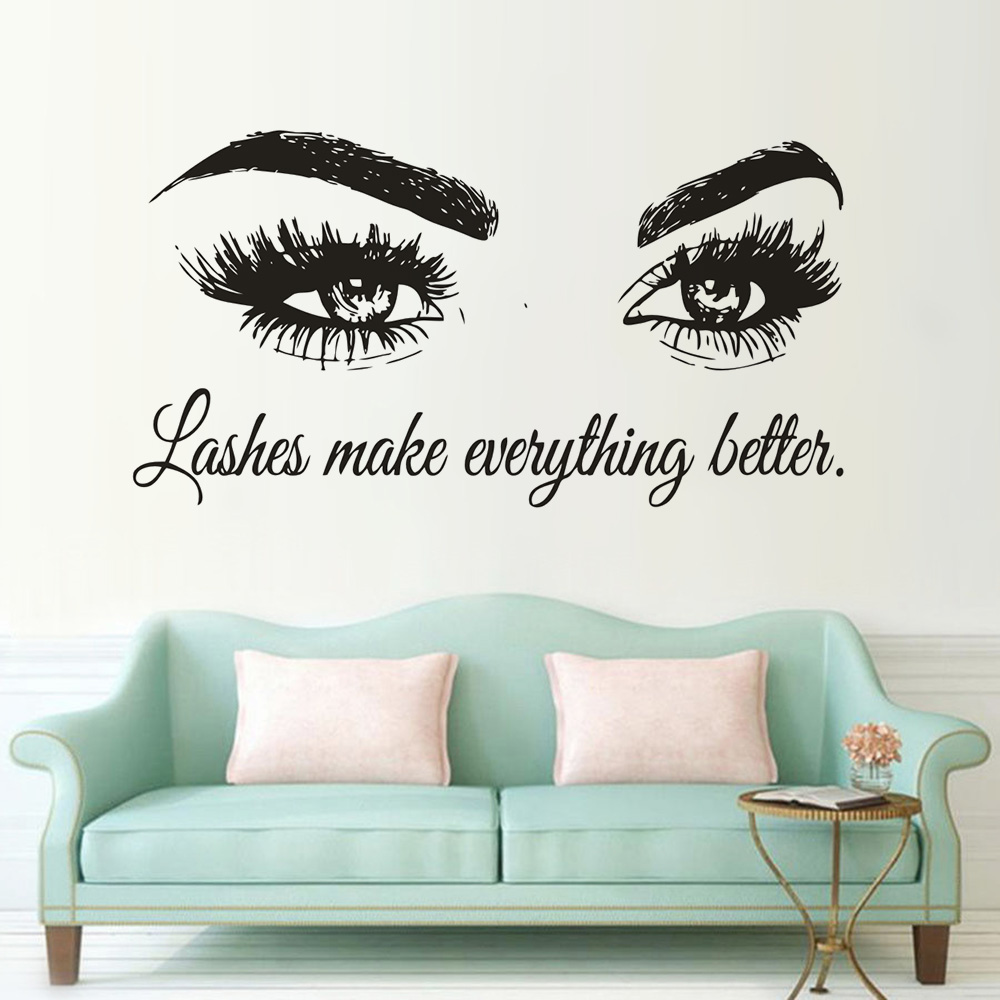 Eyelashes Vinyl Wall Decal Bea - Beauty Makeup Quotes のレビューと価格