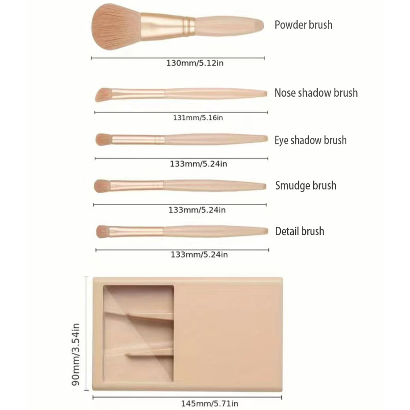 5pcs Cosmetic Brush Kit With M - Makeup Beauty Set のレビューと価格