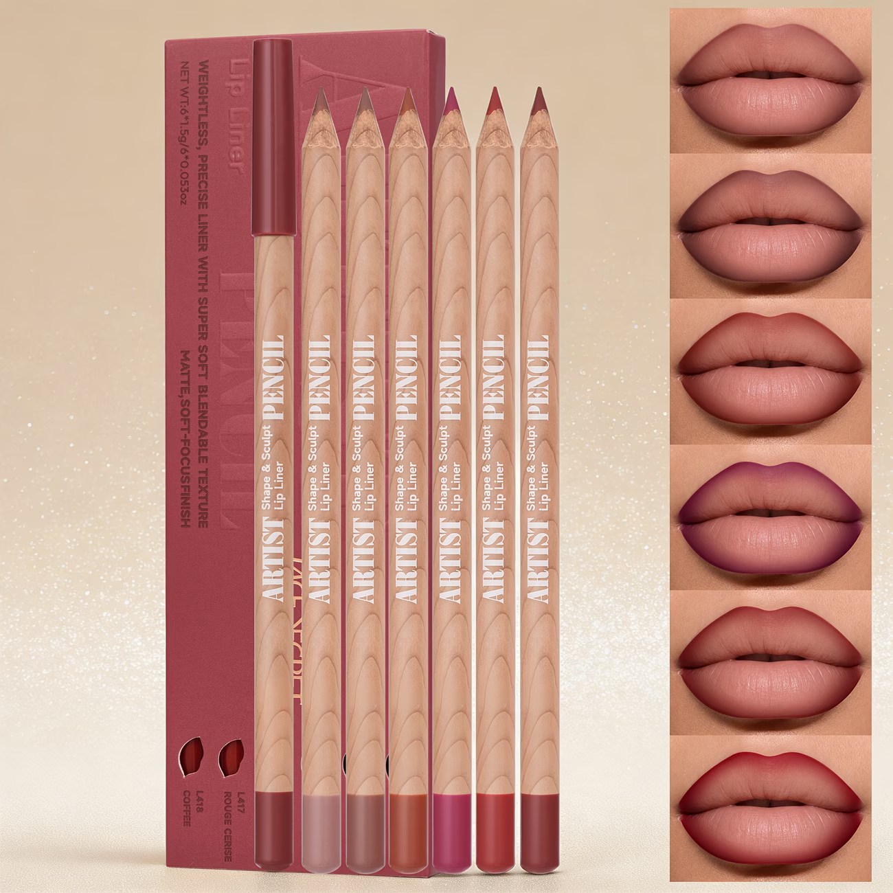 FACE SECRET 6pcs Velvet Matte  - Lip Liner Pencil のレビューと価格